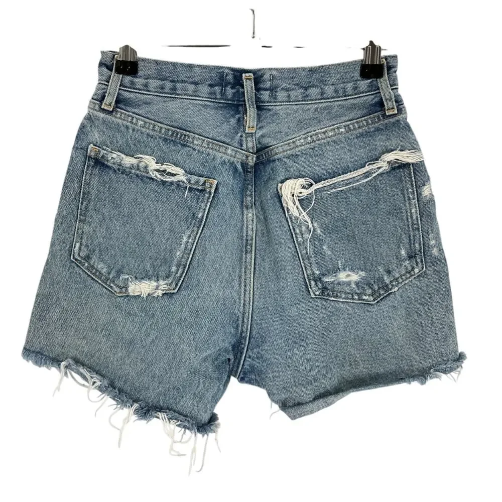 Agolde Distressed Blue Dee Shorts Size 24